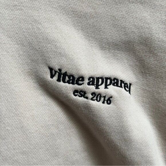 Vitae Apparel serenity beige cropped hoodie sweatshirt Sz S - Picture 3 of 9